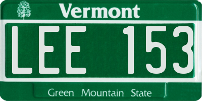 VT license plate LEE153