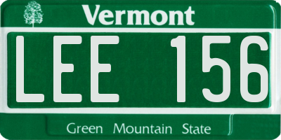 VT license plate LEE156