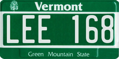 VT license plate LEE168