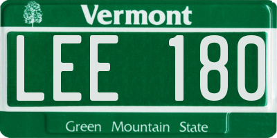 VT license plate LEE180