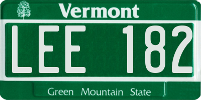 VT license plate LEE182