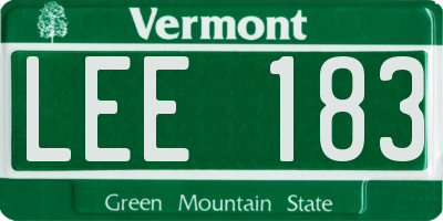 VT license plate LEE183
