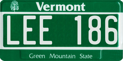 VT license plate LEE186