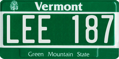 VT license plate LEE187