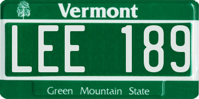 VT license plate LEE189