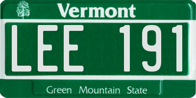 VT license plate LEE191