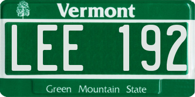 VT license plate LEE192