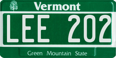 VT license plate LEE202