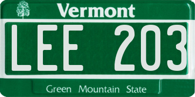 VT license plate LEE203