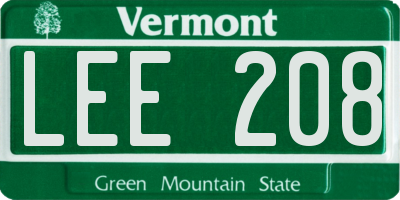 VT license plate LEE208