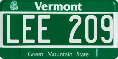 VT license plate LEE209