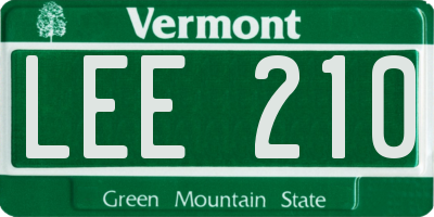 VT license plate LEE210