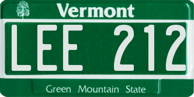 VT license plate LEE212