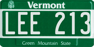 VT license plate LEE213