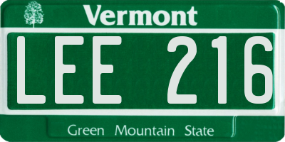 VT license plate LEE216