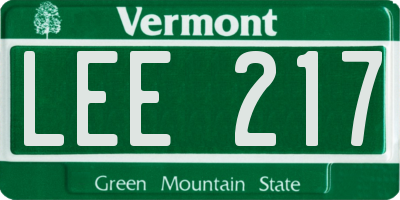 VT license plate LEE217