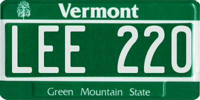 VT license plate LEE220