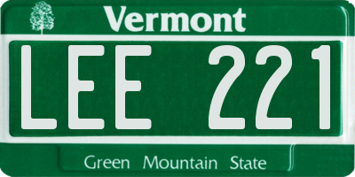 VT license plate LEE221
