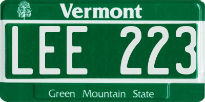 VT license plate LEE223