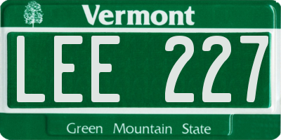 VT license plate LEE227