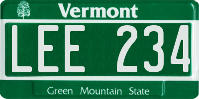 VT license plate LEE234