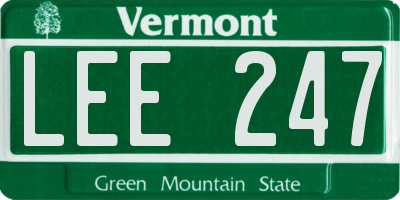 VT license plate LEE247