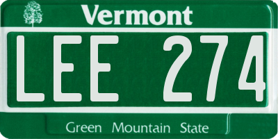 VT license plate LEE274