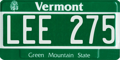 VT license plate LEE275