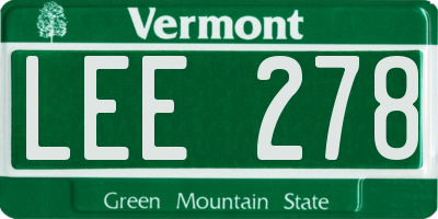 VT license plate LEE278