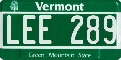 VT license plate LEE289