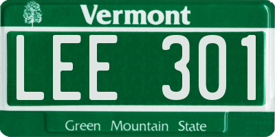 VT license plate LEE301