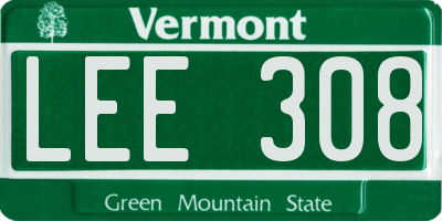 VT license plate LEE308