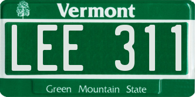 VT license plate LEE311