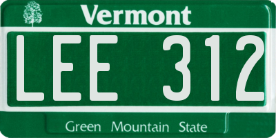VT license plate LEE312