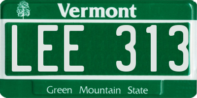 VT license plate LEE313
