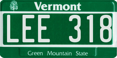 VT license plate LEE318