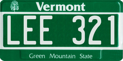 VT license plate LEE321