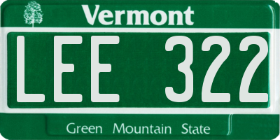 VT license plate LEE322