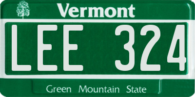 VT license plate LEE324