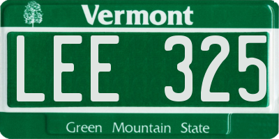 VT license plate LEE325