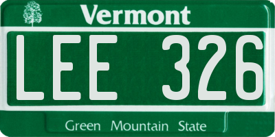 VT license plate LEE326
