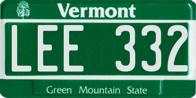 VT license plate LEE332