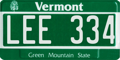 VT license plate LEE334