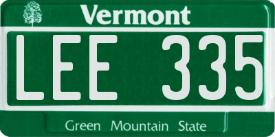 VT license plate LEE335