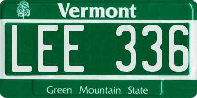 VT license plate LEE336