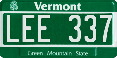 VT license plate LEE337
