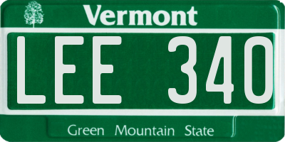 VT license plate LEE340