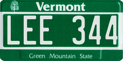 VT license plate LEE344