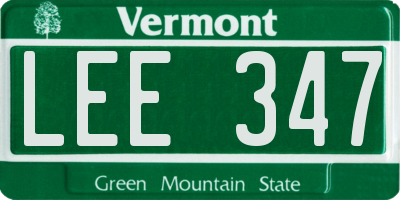 VT license plate LEE347
