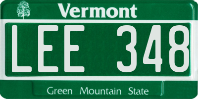 VT license plate LEE348